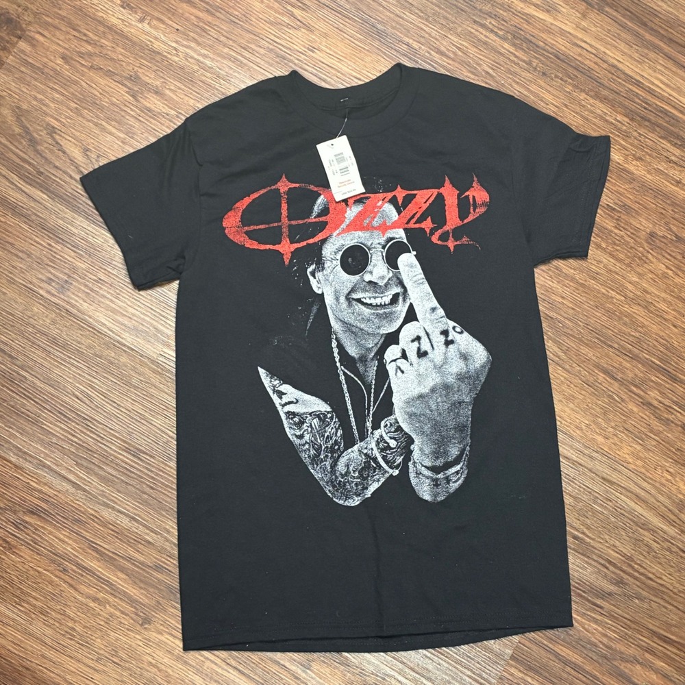 Ozzy Osbourne Middle Finger Graphic Black T-Shirt Men's Size S - Picture 2 of 6
